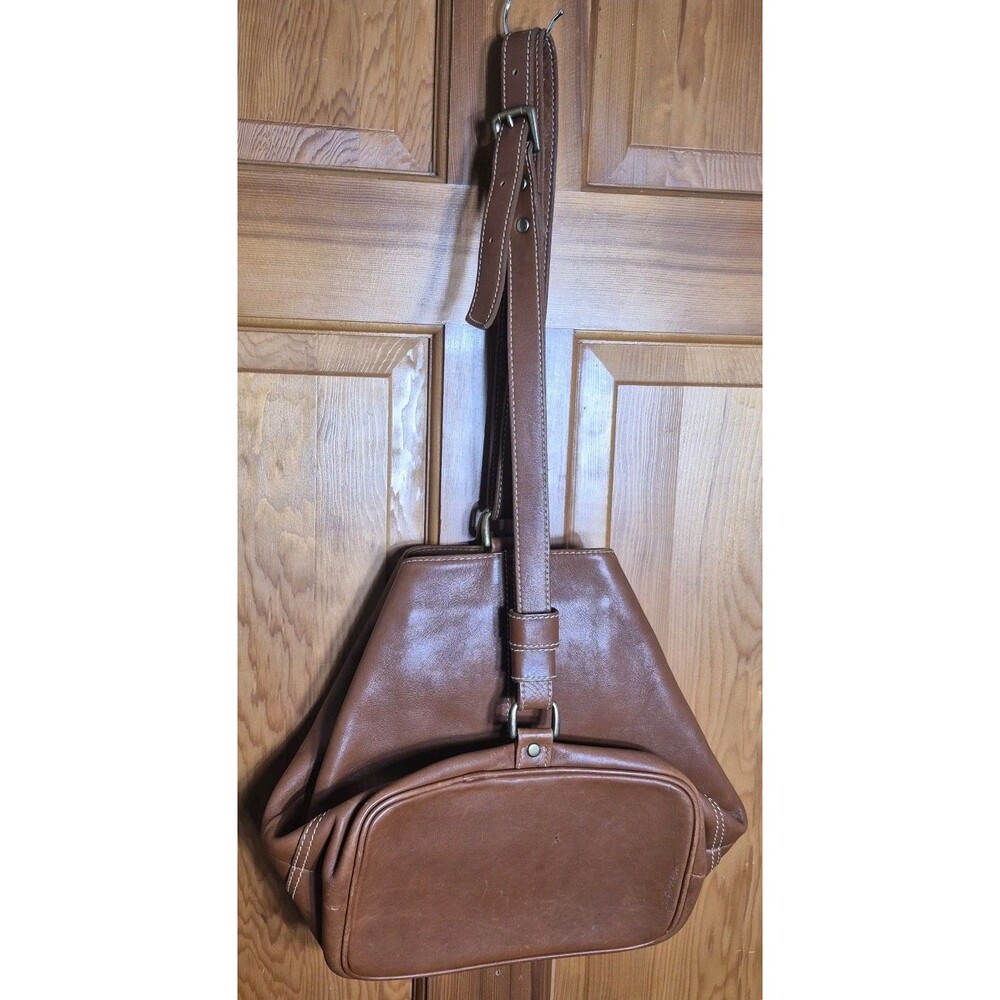 Liz Claiborne Vintage Brown Genuine Leather Rucksack Backpack Purse Bag